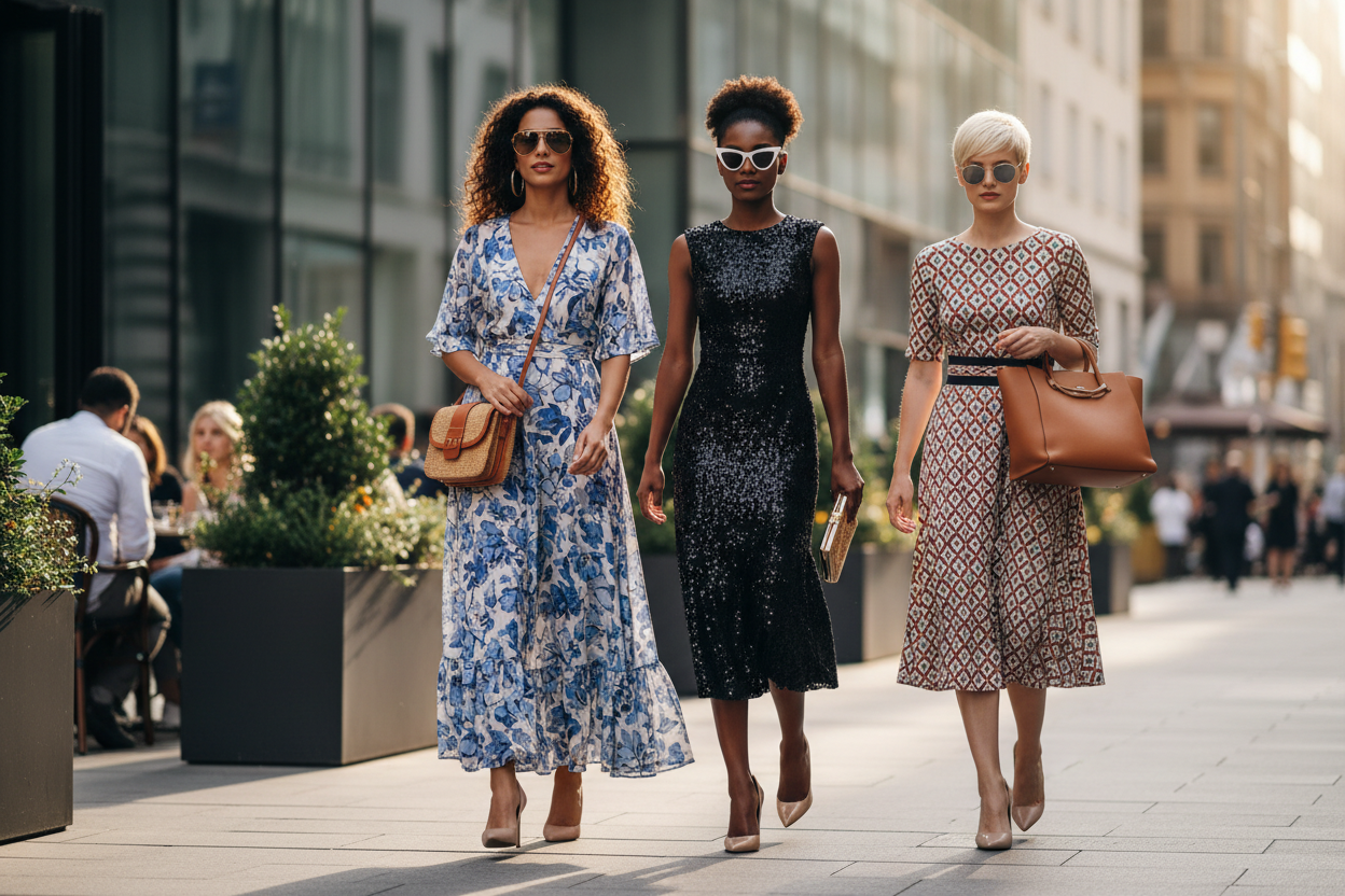 Beautifull girls wearing nice dress sunglass and bags